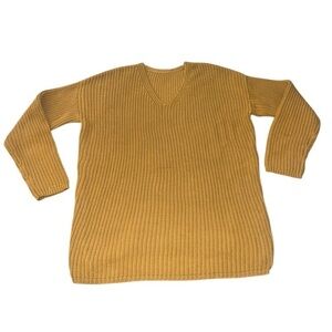 Jenni Kayne Cotton Cabin Knit Pullover Sweater Mustard Golden Yellow X-Small XS